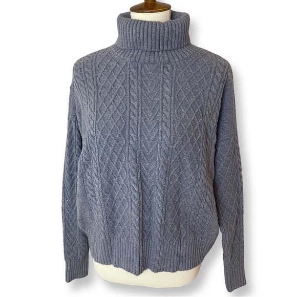 Eloquii Grey Turtleneck Slouchy Cable-knit Sweater - Size 14/16 (XL) - Picture 1 of 7